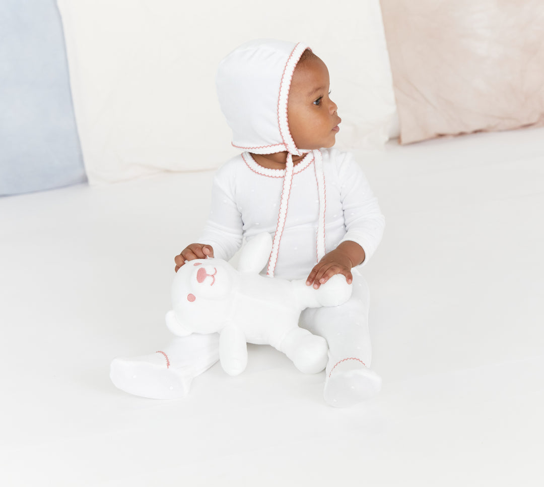 Kipp Baby Blush Velour Dot Bonnet