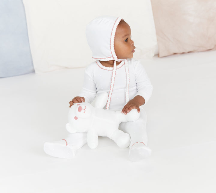 Kipp Baby Blush Velour Dot Bonnet