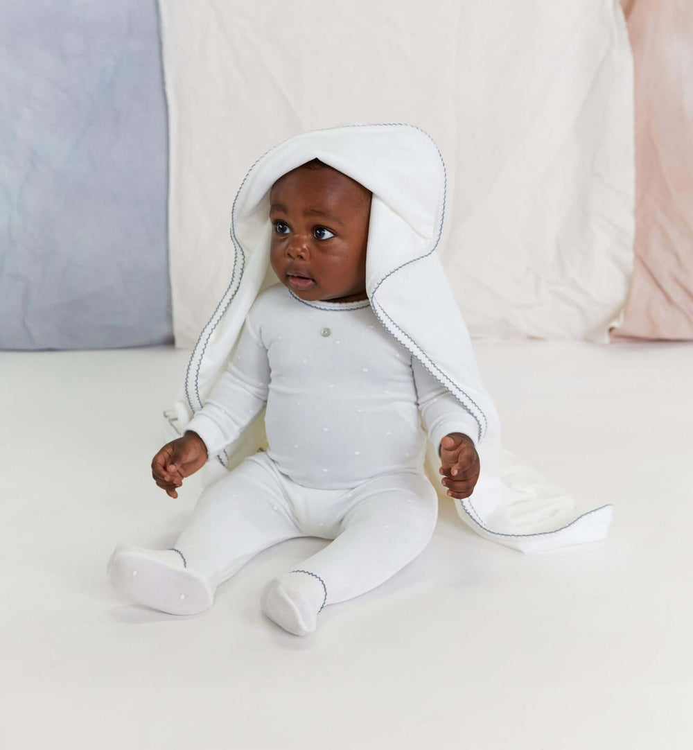 kipp baby blue velour dot blanket