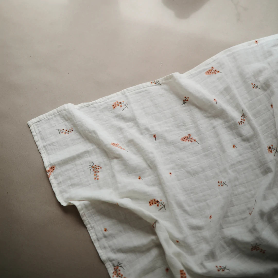 Mushie Flowers Organic Swaddle Blanket