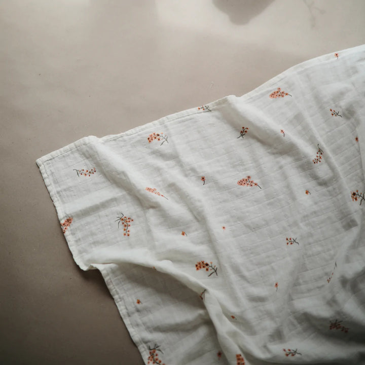 Mushie Flowers Organic Swaddle Blanket