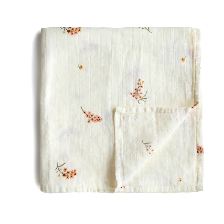 Mushie Flowers Organic Swaddle Blanket