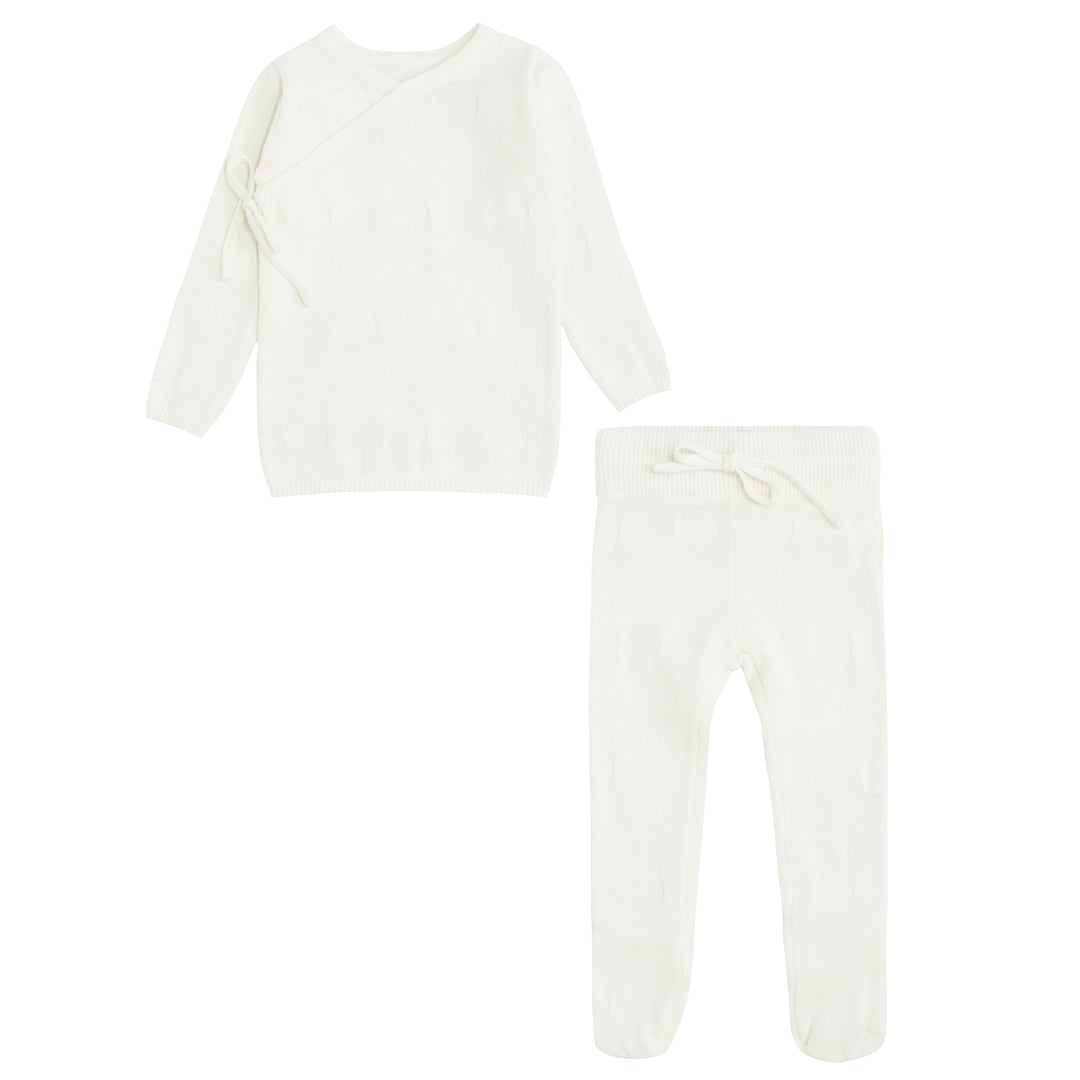 circle knit 3 piece set white