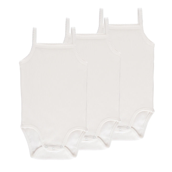 Ely's & Co 3 Pack Ribbed Strap Undershirt Ivory Scallop