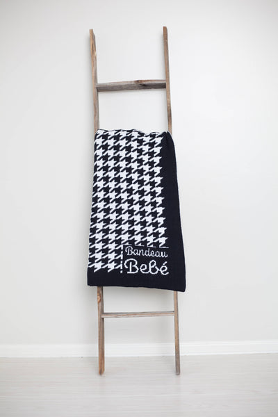 bandeau bebe houndstooth chunky knit baby blanket winter swaddle