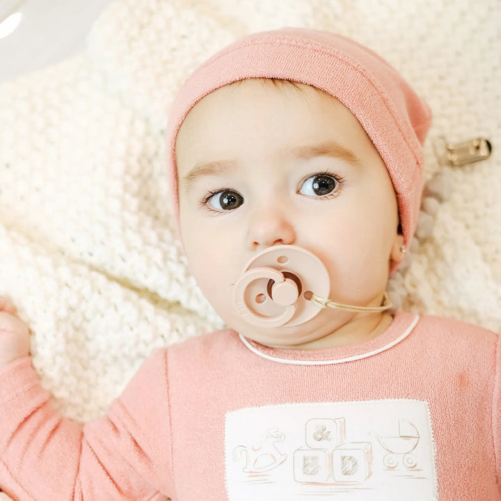 Bee & Dee Ditsy Pink Terry Center Print Footie + Beanie