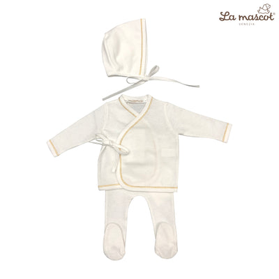 la mascot gold stitched knit wrap layette made in italy white gold