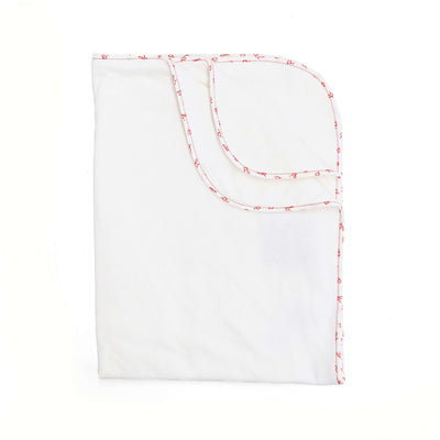 La Mascot White Red Bebe Trim Blanket