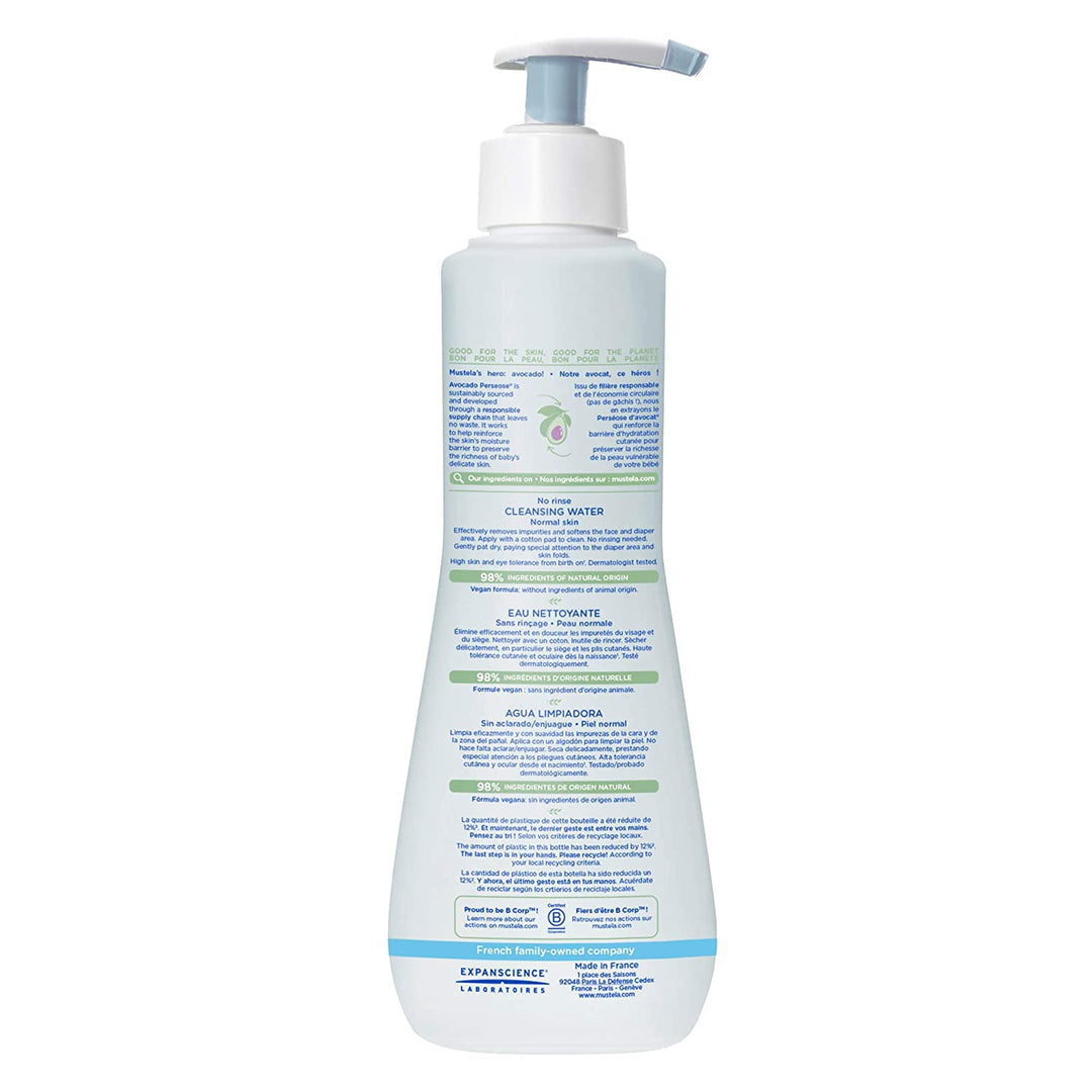 mustela no rinse cleansing water micellar water cleanser for babys face body diaper