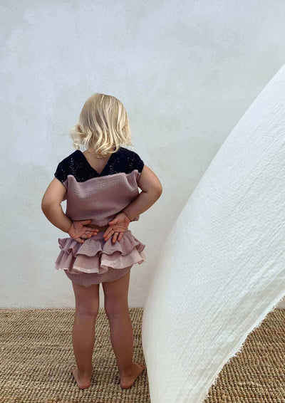 Popelin Organic Cotton Culotte with frilled over-skirt