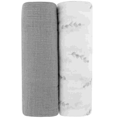 Cotton Muslin Swaddle Blanket I Eucalyptus & Sage Style Number: EC-0350