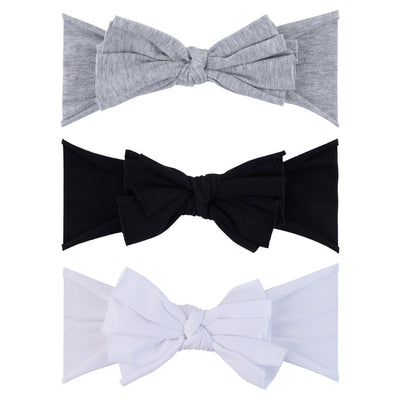 3 pack headband set onyx heather grey white