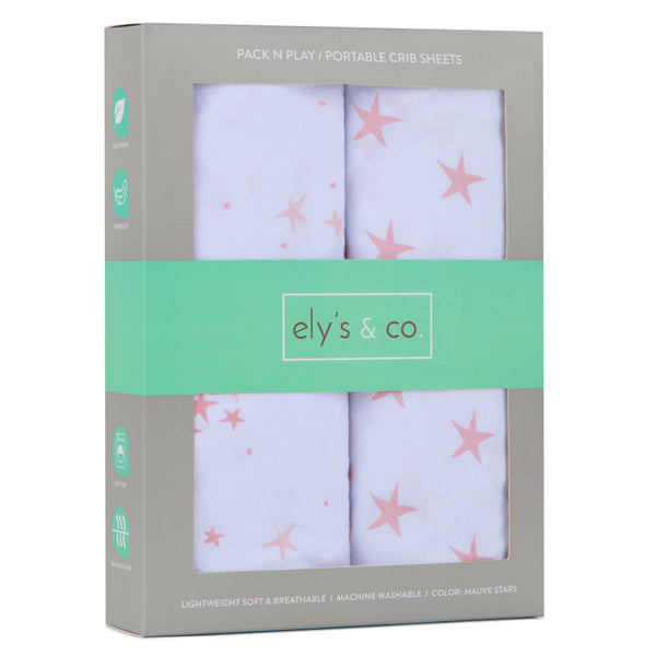 pack n play portable crib sheet set 2 pack mauve pink