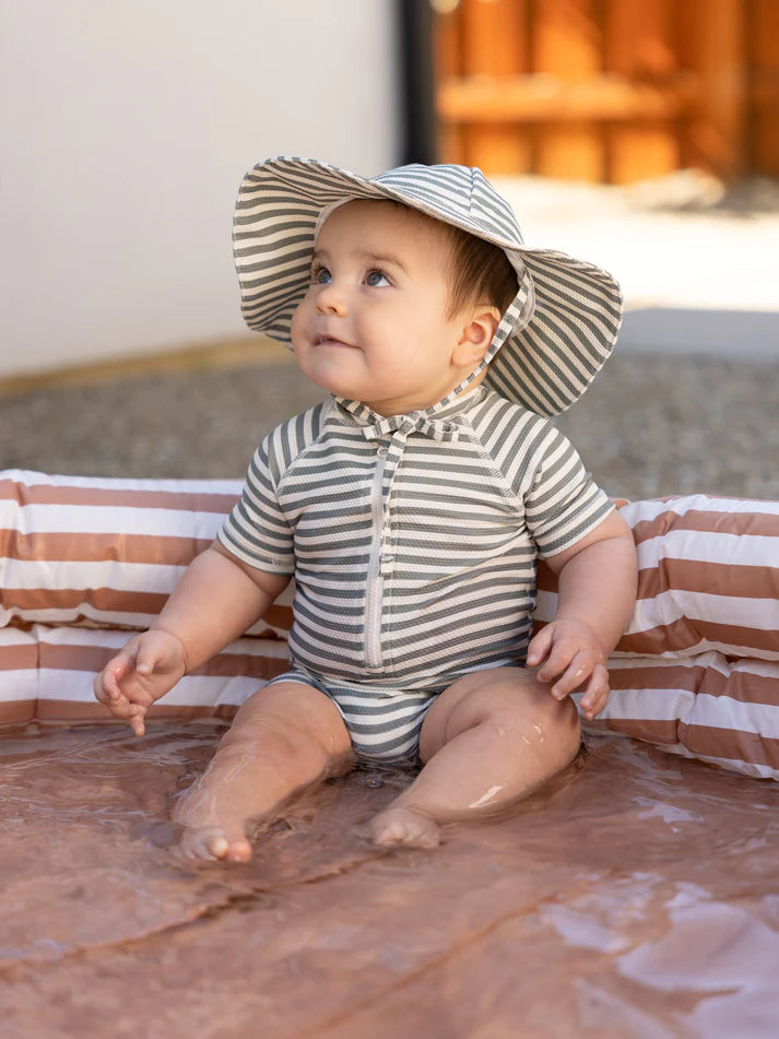 Quincy Mae Sea Green Stripe Sun Hat