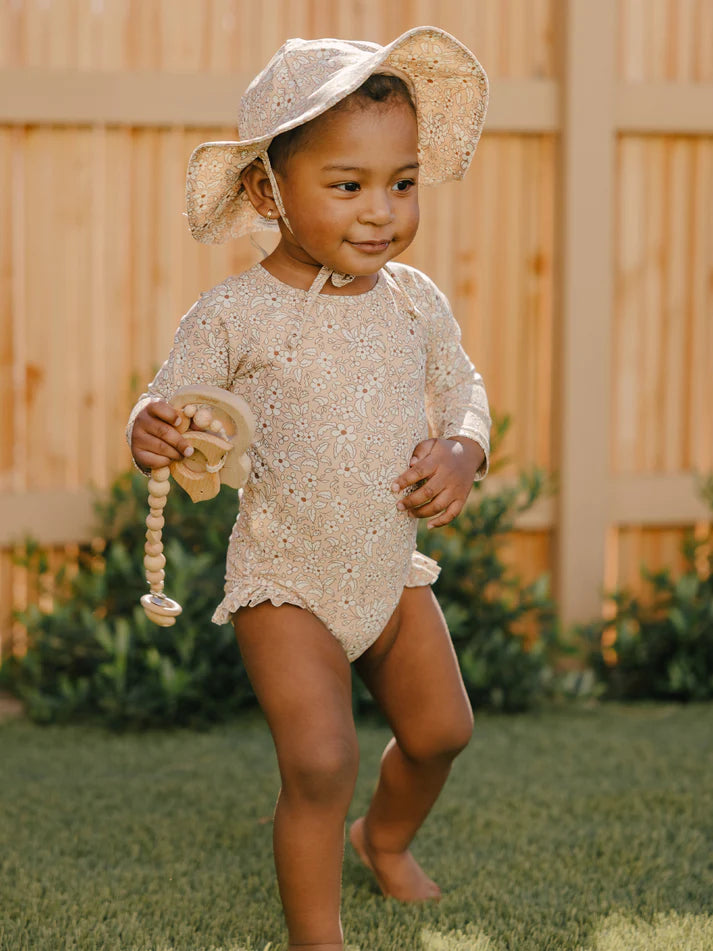 Quincy Mae Apricot Floral Sun Hat