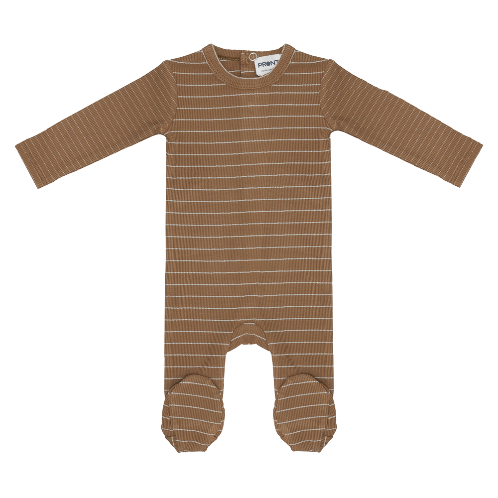 pronto shimmer stripe one piece footie burn rose