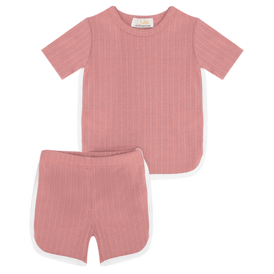 lux baby dark pink special rib 2pc set