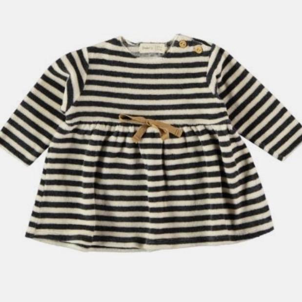 beans striped cotton velvet dress