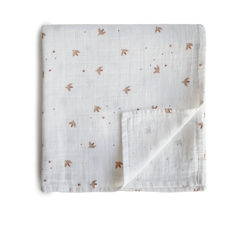 Mushie Sparrow Organic Swaddle Blanket