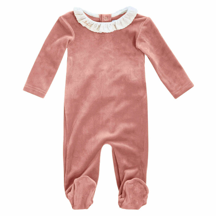 kipp baby pink bebe ruffle collar footie
