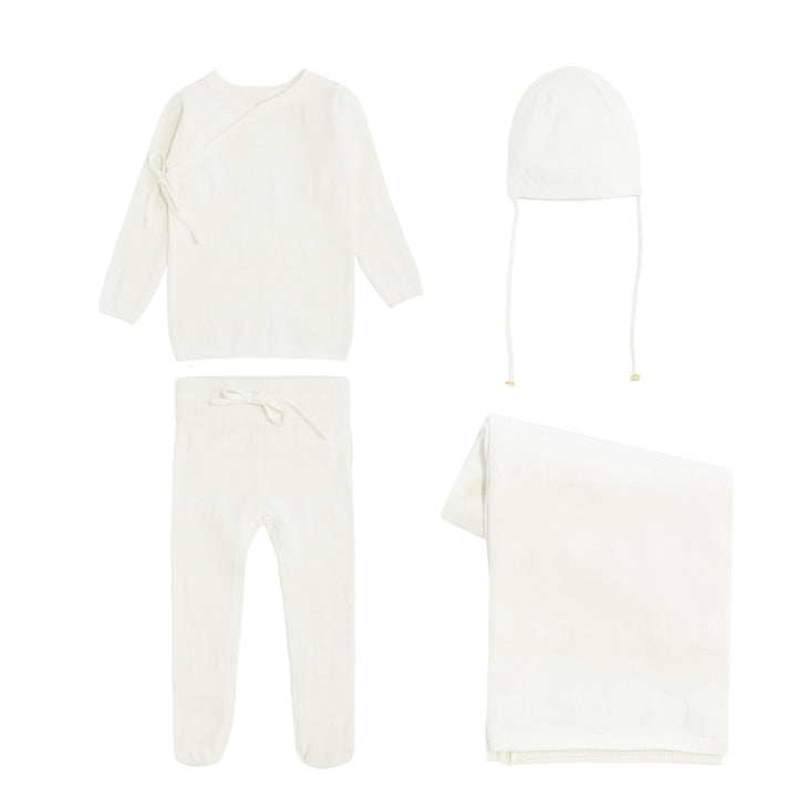 circle knit 3 piece set white