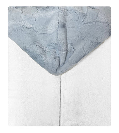 white luxe light blue hooded towel