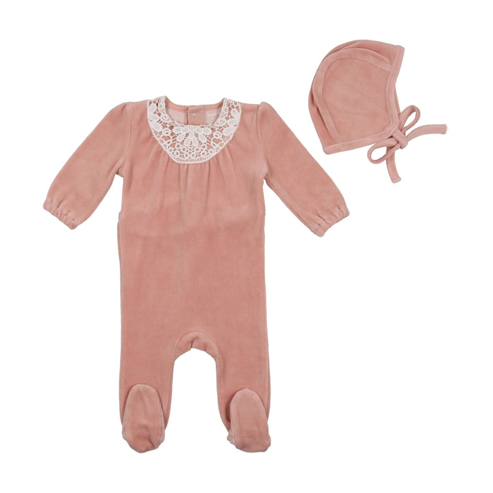 bee dee petal pink eyelet belour footie bonnet