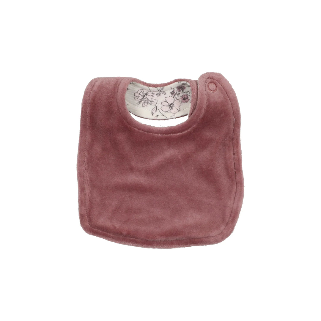bee dee mauve floral knot velour bib