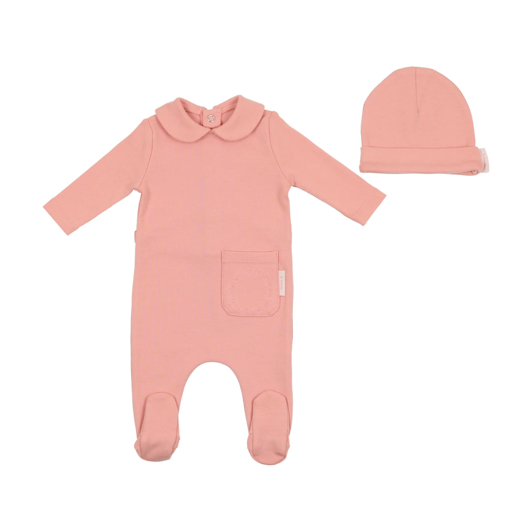 Bee & Dee Rosette French Script Footie + Beanie