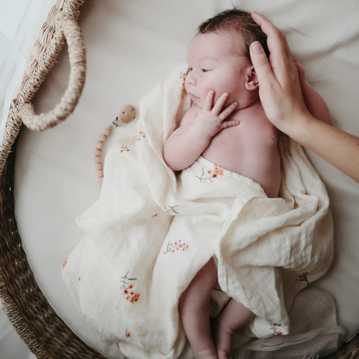 Mushie Flowers Organic Swaddle Blanket
