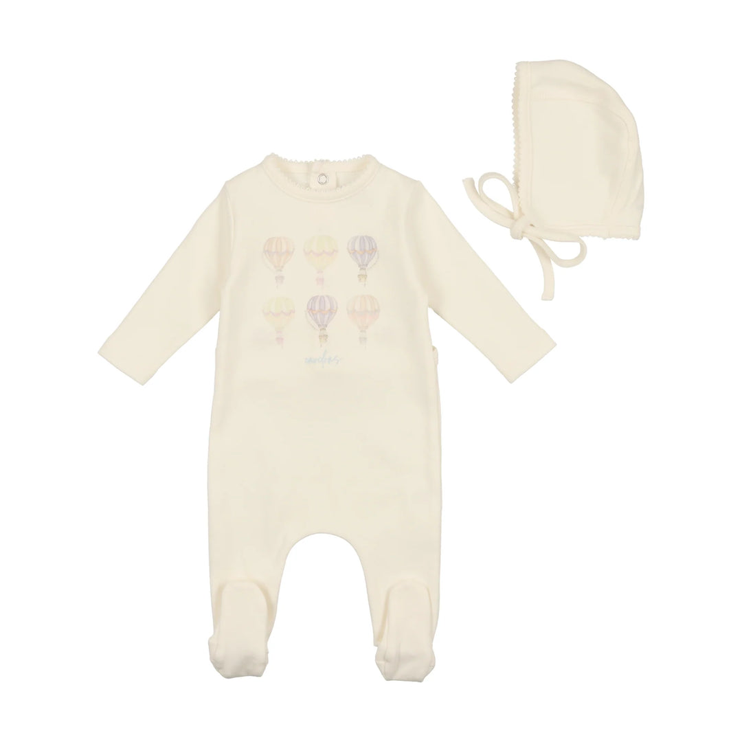 Bee & Dee Hot Air Balloon Ivory Footie + Beanie