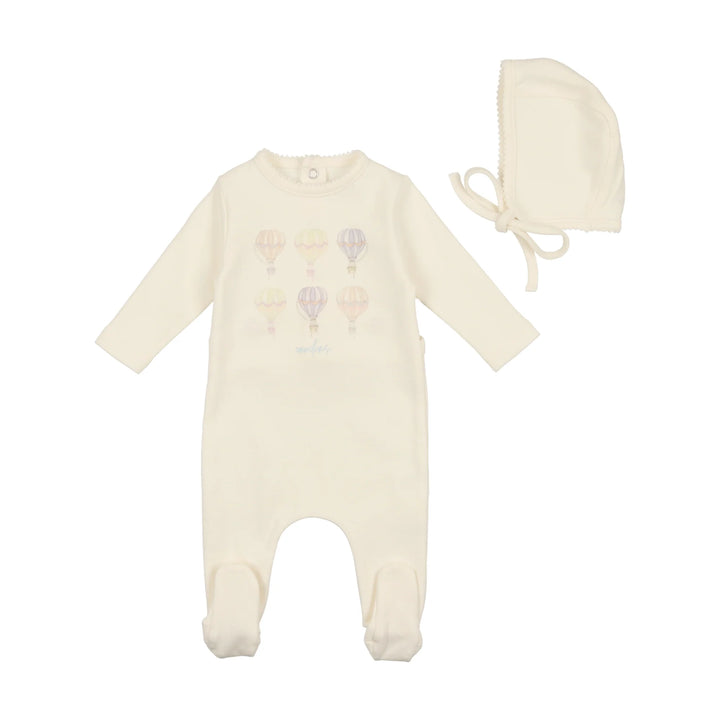 Bee & Dee Hot Air Balloon Ivory Footie + Beanie