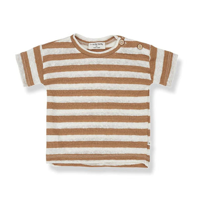 one more in the family short sleeve striped t shirt