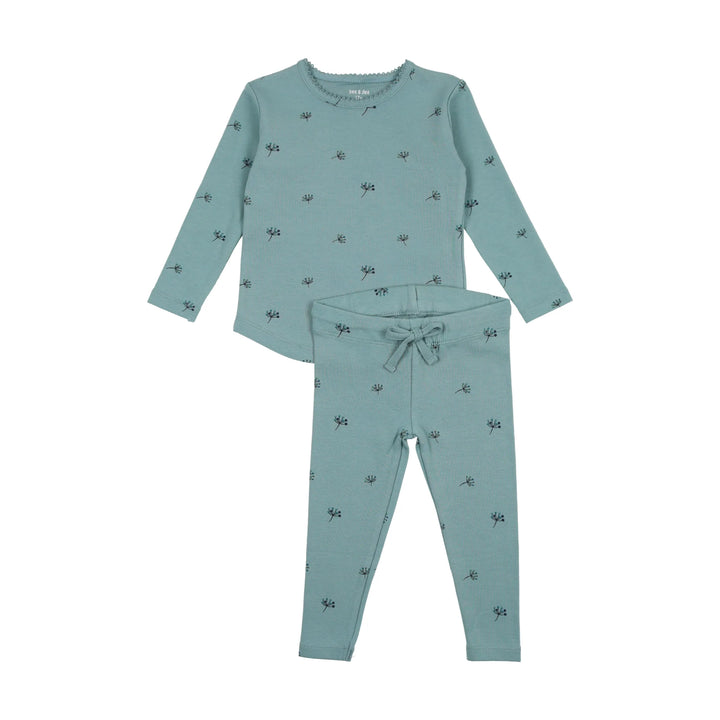 Bee & Dee Mid Blue with Blue Little Buds Loungewear
