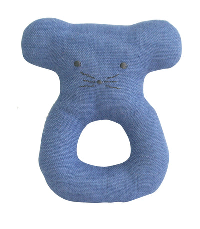 alimrose linen chambray mouse ring rattle