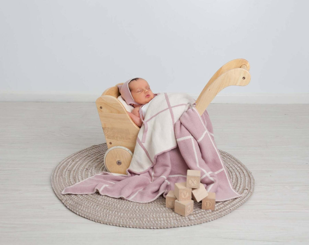 bandeau bebe knit grid design blanket