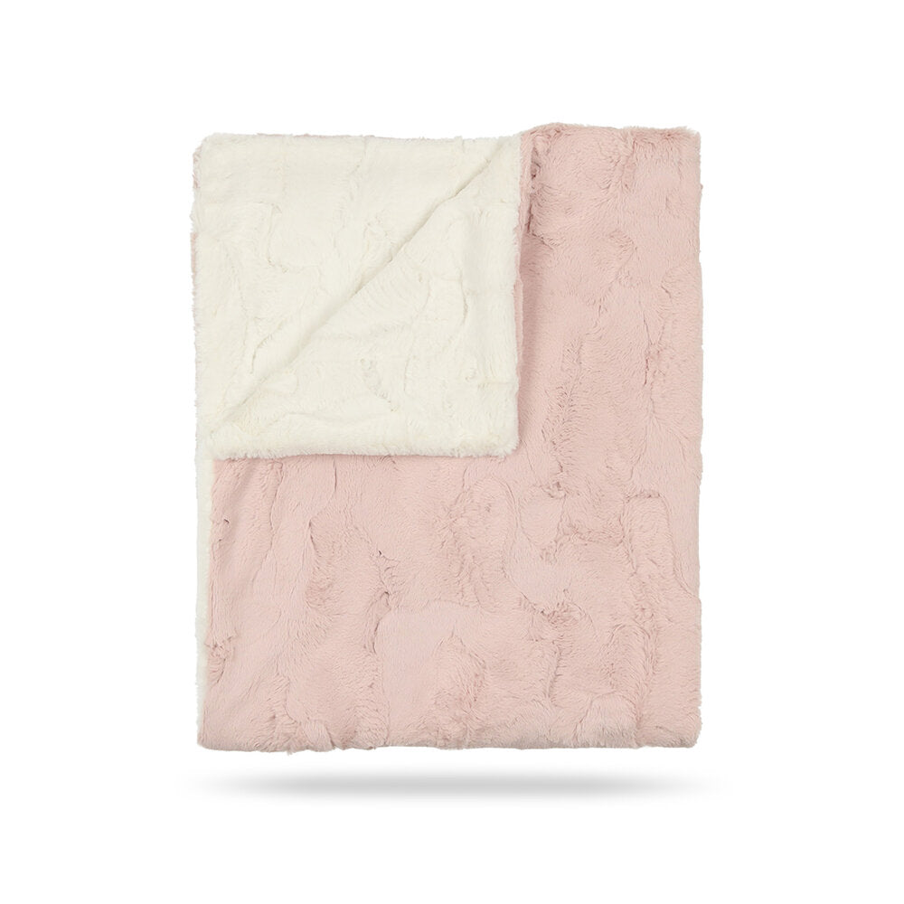 peluche icy rose and natural lux fur blanket