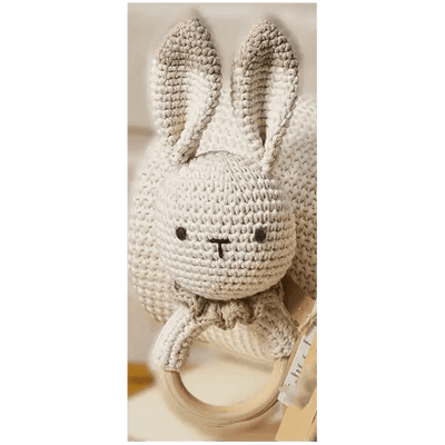 omnis pura hand knitted rabbit teether