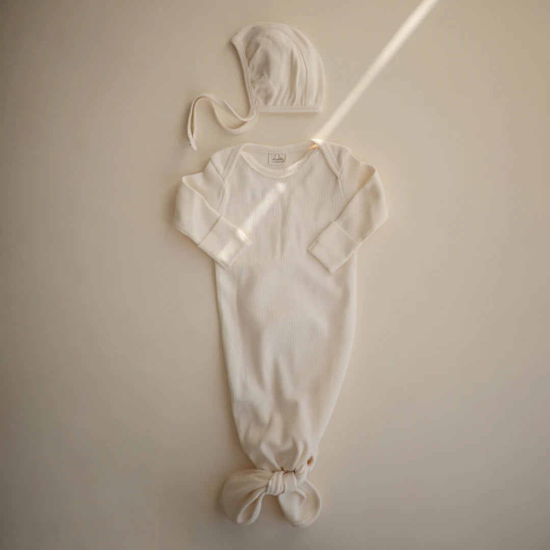 Mushie Ribbed Knotted Gown (Colors)