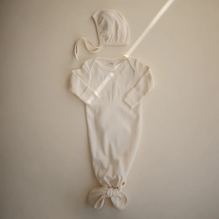 Mushie Ribbed Knotted Gown (Colors)