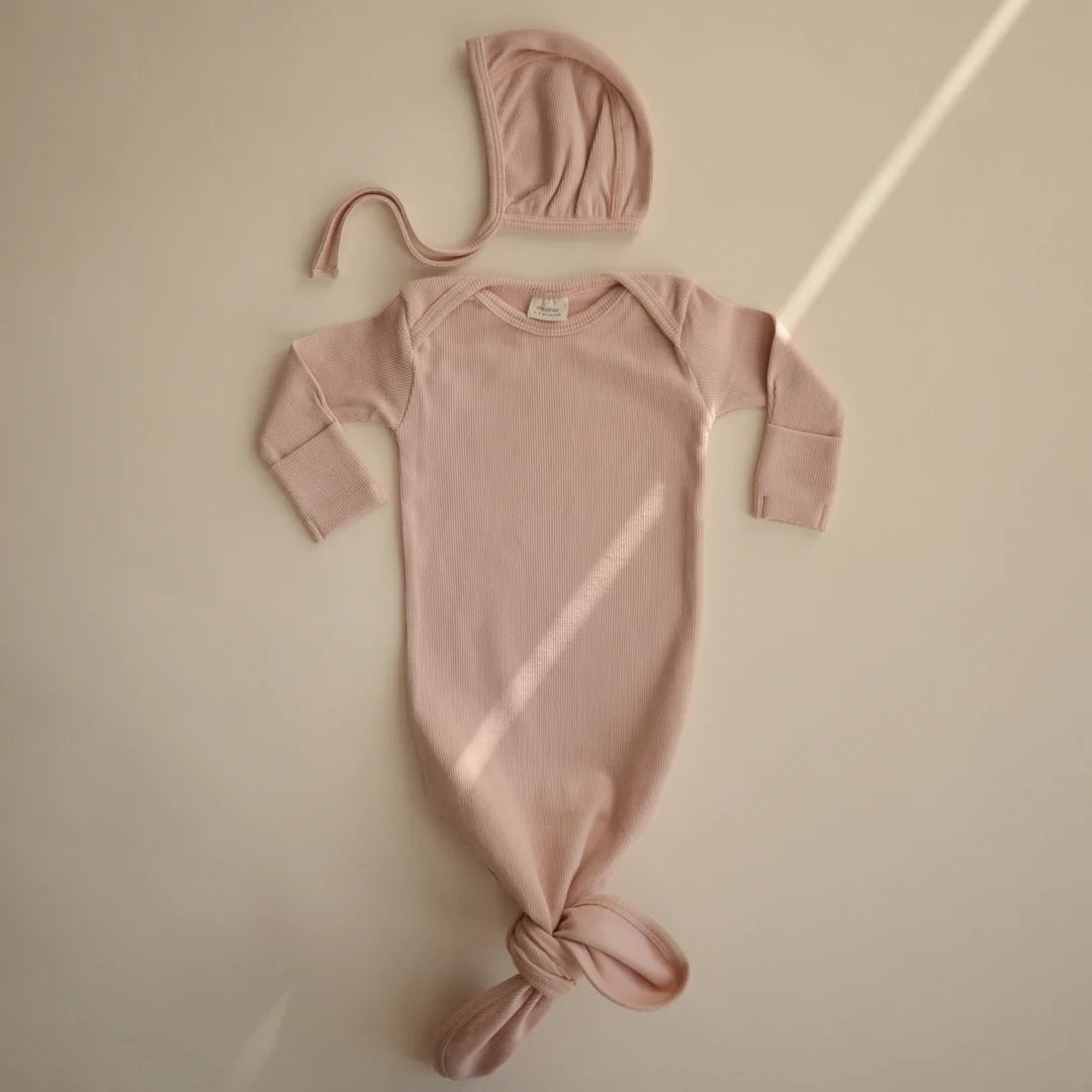 Mushie Ribbed Knotted Gown (Colors)